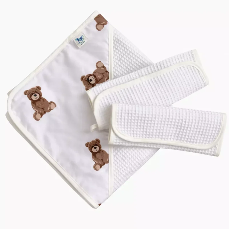 Zestaw kąpielowy ręcznik z kapturem ivory i 2 małe ręczniki Sweet Teddy